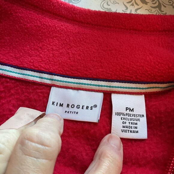 Kim Rogers Red Sherpa Long Sleeve Jacket with Pockets Petite M - Picture 5 of 7